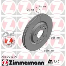 Тормозной диск ZIMMERMANN 200.2534.20 вентилируемый , передняя ось