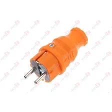 REXANT 111-015 Вилка прямая влагозащищенная, c/з, 16 А, IP44, каучук оранжевая