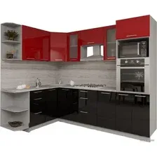 Готовая кухня Интерлиния Мила Gloss 1.68x2.6 левая (красный-черный)