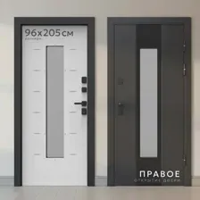 Входная дверь Guard Inox Black 96x205 правая (графит/экосатин белый)