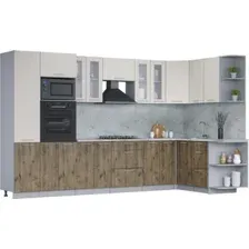 Готовая кухня Интерлиния Мила 1.68x3.4 правая (персидский жемчуг/дуб веллингтон/серый каспий)
