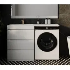 Тумба с умывальником Symbolite Даллас 130 Люкс Plus 3 ящика + Даллас 130x48.2 (левый, белый)