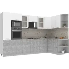 Готовая кухня Интерлиния Мила 1.68x3.2 правая (белый платинум/бетон/бискайская сосна)