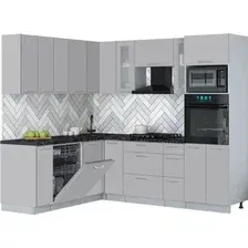 Готовая кухня Интерлиния Мила Gloss 1.896х2.38 (грей/грей/кастилло темный)