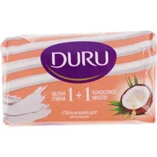 Duru Крем-мыло 1+1 белая глина + кокосовое масло 80 г