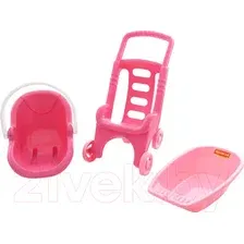 Коляска для кукол Полесье Pink Line 3х1 42842