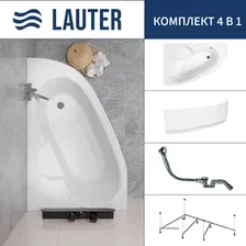 Ванна Lauter Valencia 150x100 2102150L (с каркасом, лицевым экраном и сифоном 21Y32000 хром)