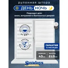 Рулонная штора Sundays Home ДН LB 111-13 43х215 (белый)