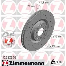 Тормозной диск ZIMMERMANN 110.2222.52 вентилируемый, перфорированный , передняя ось