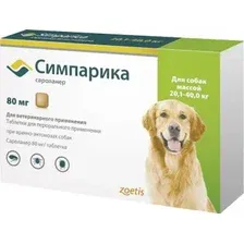 Таблетки от блох и клещей Zoetis Симпарика 80мг (1шт)