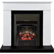 Каминокомплект Smolcom Detroit STD-ASP Majestic-S LUX BL LT (бьянко белый/черный)