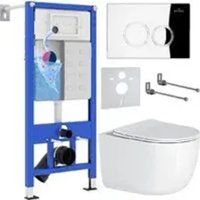 Унитаз подвесной Roxen Vortex Tornado в комплекте с инсталляцией StounFix Dual Fresh 6 в 1 964332 (к