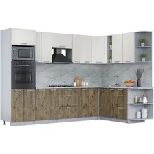 Готовая кухня Интерлиния Мила Лайт 1.88x3.0 правая (персидский жемчуг/дуб веллингтон/серый каспий)