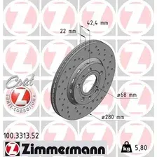 Тормозной диск ZIMMERMANN 100.3313.52 вентилируемый, перфорированный , задняя ось