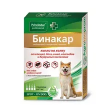 Капли от блох Pchelodar Бинакар Rus для собак и щенков средних пород (4 пипетки)