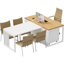 Письменный стол Crafto Дойл 01 с приставкой 210x160x79 (белый/дуб)