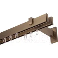 Карниз для штор Lm Decor Флэт Лайн Изи двойной (антик, 3.0м)