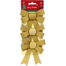 Елочная игрушка Pozzi Milano Бантики 5128 (3 шт, золото)