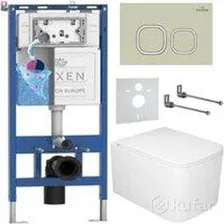 Унитаз подвесной Roxen Berg в комплекте с инсталляцией StounFix Dual Fresh 6 в 1 967250 (кнопка: бежевая)