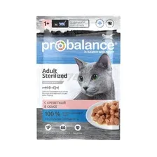 Влажный корм для стерилизованных кошек PROBALANCE Sterilised креветка в соусе пауч 85 г (5855)