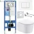 Унитаз подвесной Roxen Simple Compact в комплекте с инсталляцией StounFix Dual Fresh 6 в 1 868529 (кнопка: белый глянцевая)