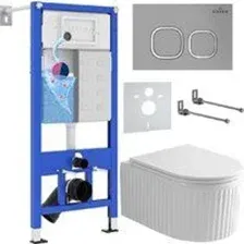 Унитаз подвесной Roxen Royal Matt в комплекте с инсталляцией StounFix Dual Fresh 6 в 1 968275 (кнопк