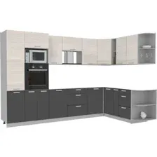 Готовая кухня Интерлиния Мила Лайт 1.88x3.2 правая без столешницы (вудлайн кремовый/антрацит)
