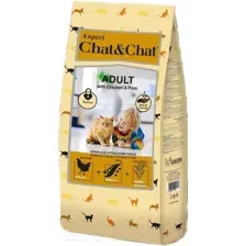 Корм Chat&Chat Expert, для взрослых кошек, со вкусом курицы и гороха, 2кг