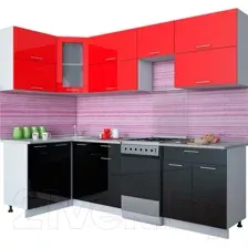 Готовая кухня Интерлиния Мила Gloss 50-12x26 (красный/черный глянец)