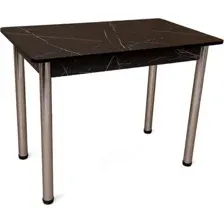 Обеденный стол СВД Юнио 80x60 / 019.П20.Х (мрамор неро маркина/хром)