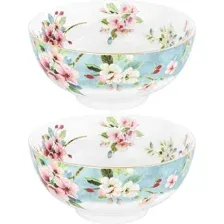 Набор салатников Elan Gallery Яблоневый цвет на голубом New Bone China 420785