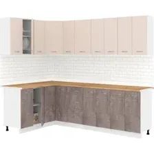 Готовая кухня Кортекс-мебель Корнелия Лира 1.5x2.5 (капучино/оникс/дуб бунратти)