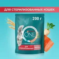 Корм для кошек Purina One c лососем и пшеницей, 200 г