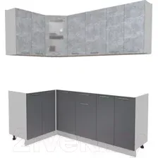 Готовая кухня Интерлиния Мила 12x20 без столешницы (бетон/антрацит)