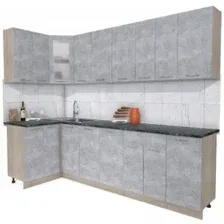 Готовая кухня Интерлиния Мила 12x28 (бетон-бетон-кастилло темный)