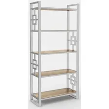 Стеллаж Hype Mebel Квадро 50x200 (белый/дуб галифакс натуральный)