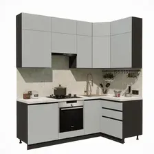 Готовая кухня ВерсоМебель Эко Премиум 1.2x2.2 правая (сумеречный голубой/ст. мрамор лацио)