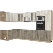 Готовая кухня Интерлиния Мила 1.68x3.4 левая без столешницы (дуб белый/дуб серый)