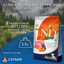 Сухой корм для собак Farmina Grain Free Pumpkin Lamb & Blueberry Puppy Mini (Ягненок с тыквой и черникой) 2.5 кг