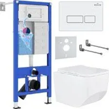 Унитаз подвесной Roxen Boro в комплекте с инсталляцией StounFix Dual Fresh 6 в 1 577353 (кнопка: бел