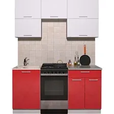 Готовая кухня Интерлиния Мила Gloss 50-17 (белый/красный глянец)
