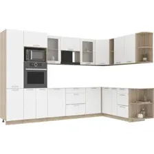 Готовая кухня Интерлиния Мила 1.88x3.2 правая без столешницы (белый платинум)