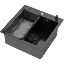 Кухонная мойка ARFEKA Eco AR мойка 500*500 POP-UP, коландер G, дозатор BLACK DECOR MILLET GRAINS