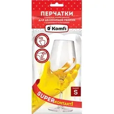Перчатки хозяйственные Komfi Латексные / DGL016L (S, желтый)