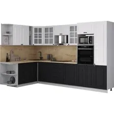 Готовая кухня Интерлиния Мила Деко 1.88x3.2 LV (черный/белый/дуб бунратти)