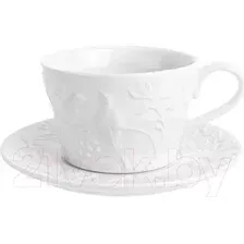 Чашка с блюдцем Elan Gallery Птички на ветке 540198