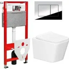 Унитаз подвесной Lauter Square 214903 + TECE Kit 9400412 с кнопкой (хром)