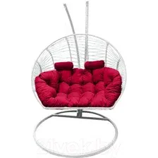 Кресло подвесное Craftmebelby Кокон Двойной Премиум Зигзаг (белый/алый)