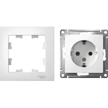 Розетка Systeme Electric AtlasDesign ATN000143 с заземлением + ATN000101 (белый/белый)