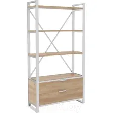 Стеллаж Hype Mebel Стандарт Люкс 50x170 (белый/дуб галифакс натуральный)